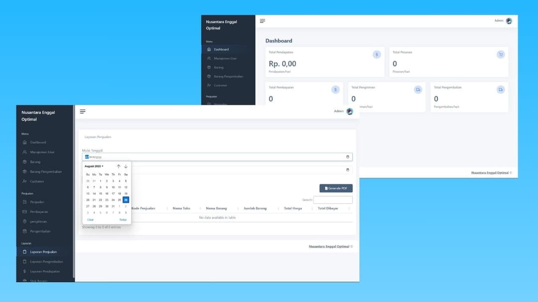 Web Penjualan dan pengelolan Stok Sparepart Kendaraan PT Nusantara Enggal Optimal
